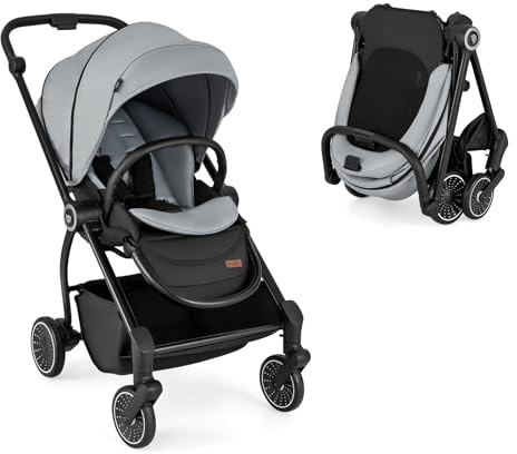 GOPLUS Umbaubarer Kinderwagen, kompakter Babybuggy mit verstellbarer Rückenlehne und Fußstütze, großem Verdeck & Aufbewahrungskorb, klappbarer 2-in-1 Babywagen für Babys 0-3 Jahre (Grau)