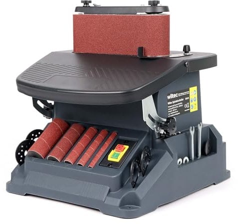 Wiltec Levigatrice a mandrino oscillante 500 W, 2000/min, funzionamento a rullo e a nastro, con 5 bussole, Smerigliatrice