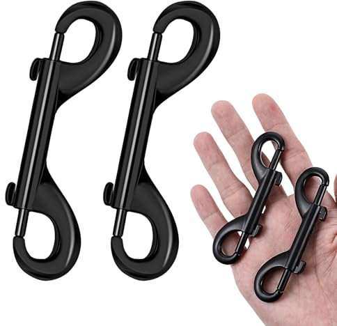4 Stück Doppelkarabiner, Schwarz Doppel Karabinerhaken Bolzenschnapper Edelstahl Doppelseitiger Karabinerhaken für Hundeleinen Gurtband Gurte Aufhängen von Gegenständen