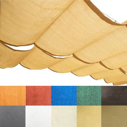 ZXHKZDX Pergola Rétractable Vague Voile D'ombrage, Coulissante Solaire Voile D'Ombrage, Auvent Toile avec Quincaillerie pour Terrasse Jardin Personnalisable