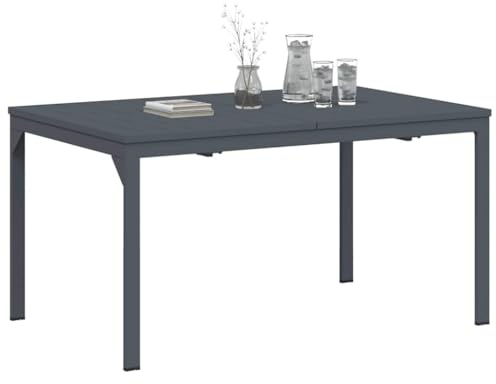vidaXL Esstisch für draußen Faltbar Anthrazit 210 x 90 x 73 cm Stahl | Die Tische haben flexible Blätter für mehr Platz, perfekt für Treffen, Aus pulverbeschichtetem Aluminium gefertigt,