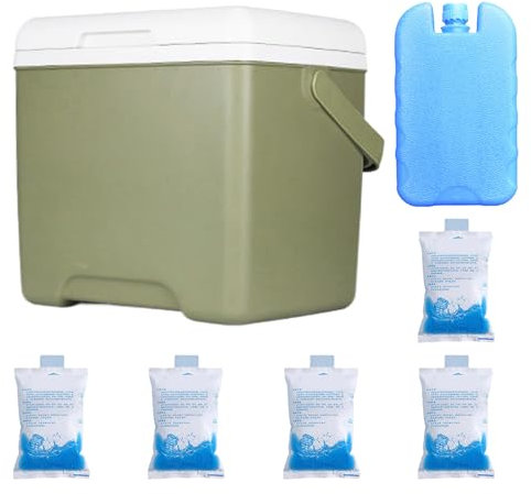 Insulated Cooler, Outdoor Camping Car Refrigerator, Portable 13.8L Hard-Shell Ice Chest, Leakproof Reusable Thermal Box, Food and Drink Storage with Handle, for Fishing, Tailgating