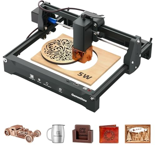 Macchina per incisione laser Genmitsu Kortek 5W, taglierina laser CNC portatile per fai da te su legno, acrilico opaco, pelle, vetro, ceramica, metallo, fibra