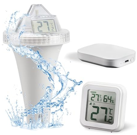 BigKing Pool-Thermometer, kabellos, Radio mit WLAN-Gateway, App-Monitor, Pool-Thermometer, Wassertemperatur-Thermometer, präzise Ablesung für Spa, Aquarium