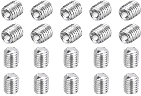 sourcing map 20 Pcs M10-1.5 x 12mm Grub Screws, 304 Stainless Steel Cup Point Allen Head Screws Internal Hex Socket Drive for Bathroom Fixtures Repair Furniture DIY Project