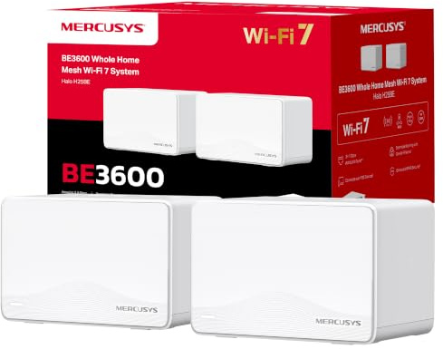 Mercusys TP-Link Halo H25BE Mesh Wi-Fi 7 BE3600Mbps Dual-Band, 3 Porte WAN/LAN Gigabit, Coperti fino a 460m2, 4K-QAM, MLO, Multi-RUs, Controllo da APP, 2pz