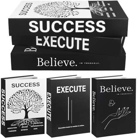 JTKDG 3 Pcs Decorative Books for Home Office Decor Shelf Aesthetic Black & White Faux/Fake Books Minimalist Book Box for Coffee Table Bookshelf TV Stand