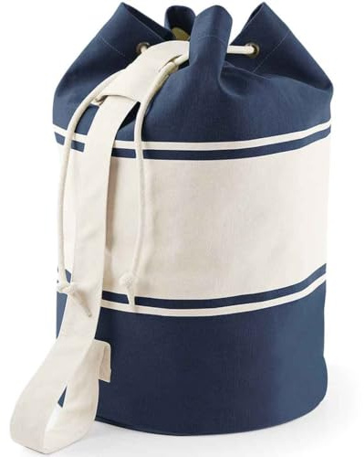 COOZO Unisex Large Capacity Canvas Duffle - French Navy/Off White - One Size
