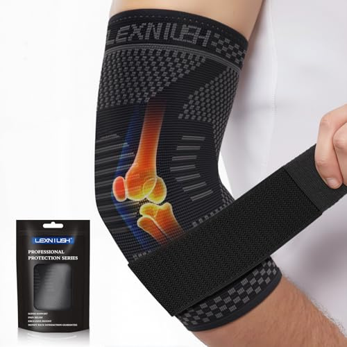 Coudière Tendinite Ajustable, Coudiere Epicondylite de Compression, Attelle Coude Hommes Femmes pour Soulage la Douleur, Tennis, Golf, Sport, Gym, Coudiere Musculation Élastique, Noir Réglable M