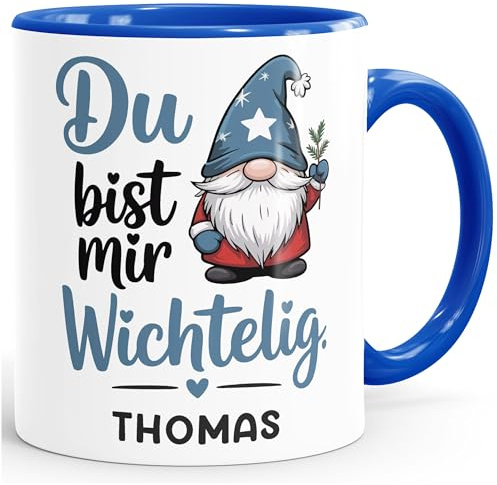 SpecialMe® Weihnachtstasse personalisiert Wichtel Design Geschenkidee Lieblingsmenschen Kleine Geschenke Adventszeit Weiss-innen-royal standard