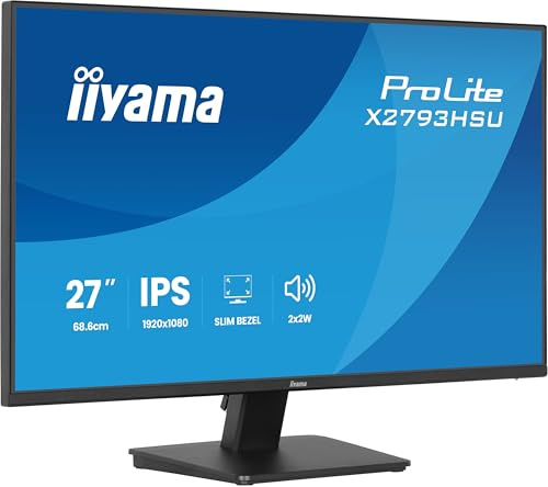 iiyama Prolite X2793HSU-B1 Full-HD IPS-Monitor | 68,6 cm, 27, 120Hz, HDMI, DP, USB2.0, Lautsprecher, Kopfhöreranschluss, Adaptive Sync, Energieklasse C, VESA, schwarz