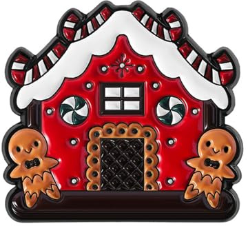 Brosche mit Weihnachtsmotiv und Schleife, Lebkuchenmotiv, festlicher Schmuck, Party-Outfit, Accessoire, Anstecknadel für Weihnachten, Eine Größe, Wie beschrieben