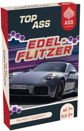 ASS Altenburger TOP Edelflitzer Auto Quartett u. Trumpf | Speed-Reihe, Sportwagen, inkl. 3 Joker (Kartenspiel für Kinder)