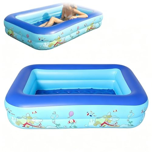 Piscinas hinchables para adultos | Animal marino rectangular sobredimensionado con grosor reforzado, piscina hinchable para familia – para acuática de verano en espacios interiores y exteriores