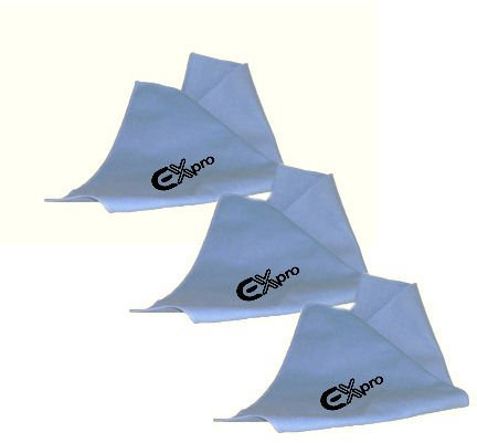 Ex-Pro Super-soft microfiber lens cloth for Cameras, Screens & Lenses Blue - Pack of 3