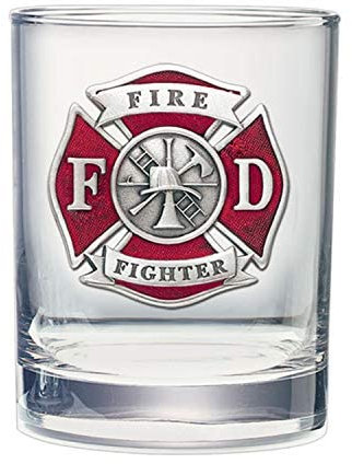 Feuerwehrmann Doppelglas, altmodisches Design, Emaille, Rot