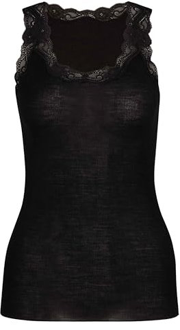 CALIDA Richesse Lace Top sans Manches, Laine & Soie Dames, en Laine Vierge et Soie avec Dentelle à l'encolure, côte Fine en Tricot Rond sans Coutures latérales gênantes, thermorégulation