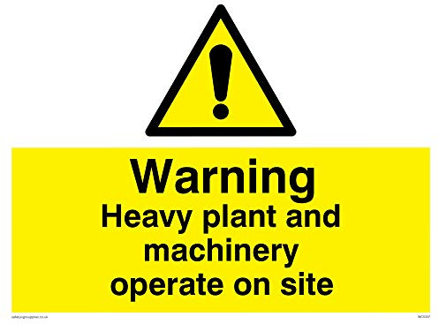Viking Signs WC5337-A3L-V Warning Heavy Plant And Machinery Operate On Site Sign, Vinyl, 300 mm H x 400 mm W