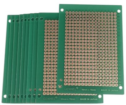 10pcs 50mm x 70mm Copper Strip Printed Circuit Board, Stripboard PCB Breadboard for Soldering Prototyping Testing Repair DIY