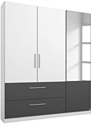 Kleiderschrank Luca weiß/grau 3 Türen B 136 cm Jugendzimmer Schlafzimmer Schrank Drehtüren Spiegelschrank Wäscheschrank