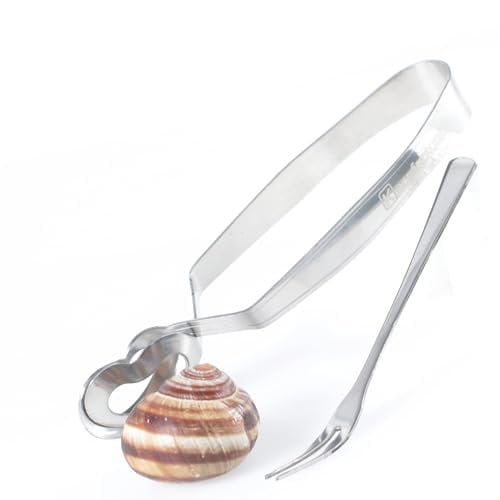 Kerafactum ® Cubiertos para Caracoles con Pinza y Tenedor, de acero Inoxidable, para mariscos y crustáceos