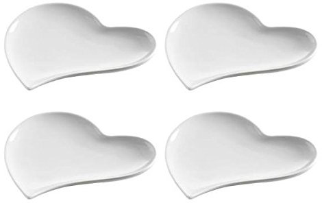 Maxwell & Williams 4er Set Herzteller, Platten White Basic Heart 17cm Porzellan