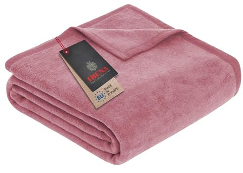 IBENA Kuscheldecke xl / Tagesdecke / Wolldecke / Wohndecke rose 180x220 cm, besonders flauschig weich und angenehm warm, Baumwollmischung in vielen verschiedenen Farben und Größen erhältlich