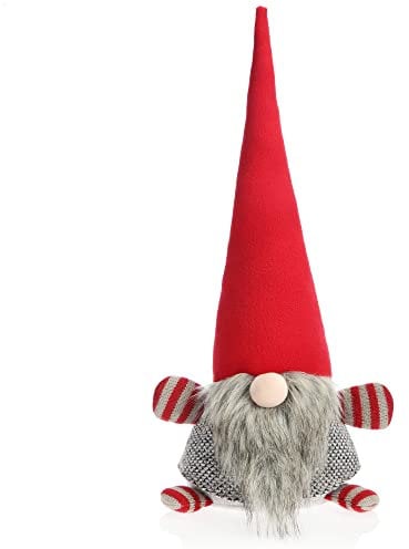 com-four® Weihnachtswichtel 40 cm - Weihnachtsdeko Wichtel für Weihnachten - Dekofigur 1,4 kg als Türstopper - Christmas Decorations im Schweden-Stil (Wichtel - rote Mütze grauer Bart)
