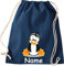 Shirtinstyle Turnbeutel Tiere Pinguin mit Wunschnamen, Kinder, Stoffbeutel, Kinderrucksack, Jute, Gymsack, Farbe Blau