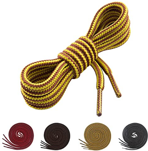 lorpops Cordones redondos para botas [2 pares] Cordones resistentes y duraderos para botas, diámetro: botas de trabajo de 3/16 y zapatos para caminar (Dorada, 70inch/180cm)