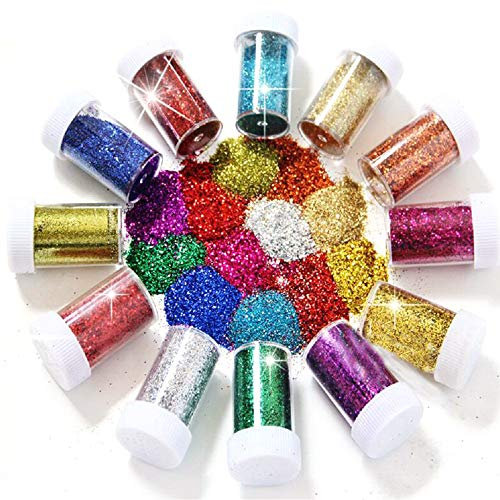 Set of 12 Card Decorations Assorted Colors Glitter Shaker Tubes for Crafts