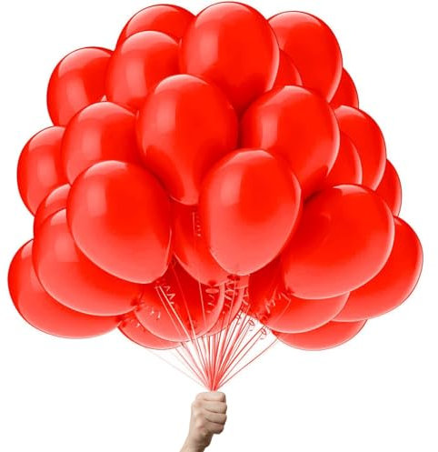 Rote luftballons - 100% Reiner NATURLATEX - Premium Qualität - Latex Party Ballons - Metallic Ballons - Geburtstag Dekoration - Bunte Luftballons 25
