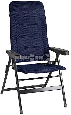 BRUNNER Rebel PRO (S-M-L) Klappstuhl für Camping, Garten, Terrasse aus Aluminium, 5 Positionen verstellbar, mit Belastbarkeit bis zu 150 kg, hohe Rückenlehne, schwarz oder blau