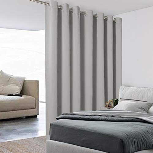 Bonzer Raumteiler-Vorhang für Privatsphäre, extra breite Ösen, Raumverdunkelungsvorhänge für Terrasse, Glasschiebetür, 274 x 305 cm (L x B), 1 Panel, Silber