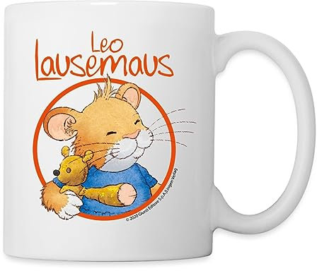 Spreadshirt Leo Lausemaus Logo Tasse, One size, Weiß
