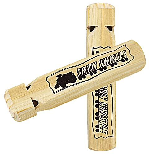 Steam Traditions - Wooden Train Locomotive Whistle with 4 Tones, 2 Pack Kids Train Toy Whistle