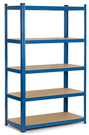 Humberg Regal Kellerregal Lagerregal Schwerlastregal mit Stahlgestell Metall Belastbar bis 625 kg 5 Ablagen 30 x 75 x 150 cm Blau