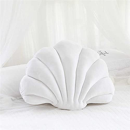 Eogrokerr Muschel-förmiges Kissen, Samt, gemütlich, solides Kissen, Kordsamt, weich, dekorativ, für Sofa, Bett, Wohnzimmer, Heimdekoration (weiß, 34 x 25 cm)