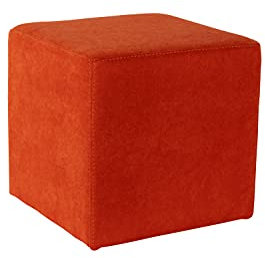 fornera f66 Cube Sitzwürfel Polsterwürfel Polsterhocker Sitzpouf Pouf Hocker Fußhocker Sitzbank Hocker Stoffhocker, viele Farben, hochwertige Polsterung, Kunststofffüße (Sunset orange)