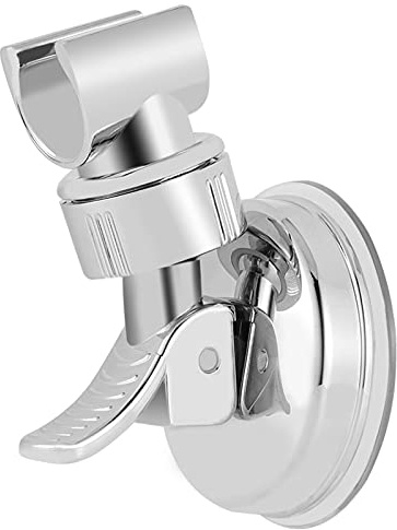Shower Head Holders YUTOU Adjustable Removable Shower Wall Bracket 360° Rotation Adjustable Shower Bracket Suction Cup Shower Head Holder, Chrome Polished, No Drilling for Bathroom