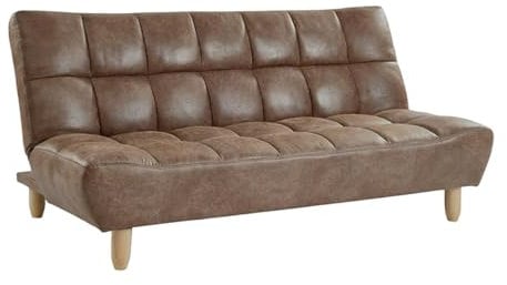 Vente-unique Esteban Schlafsofa, 3-Sitzer, umklappbar, aus Mikrofaser, antikes Design, Braun, Vintage, EinzelstÅck