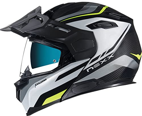 NEXX Endurohelm X.VILIJORD Hiker weiß neon matt Klapphelm mit abnehmbaren Helmschirm, XS 53/54