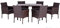 Enjoy Fit Rattan Sitzgruppe 6 Gartenstühle 5cm Auflagen Gartentisch 130x90cm Sitzgarnitur Gartenmöbel Set Braun