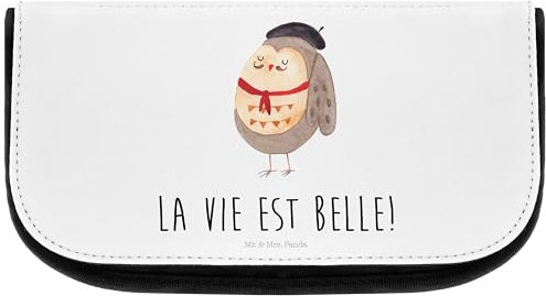 Mr. & Mrs. Panda Kosmetiktasche Eule Frankreich - Geschenk, Kulturbeutel, Kleine Kosmetiktasche, Schminktasche, Kosmetiktaschen Damen, Eulen, Spruch