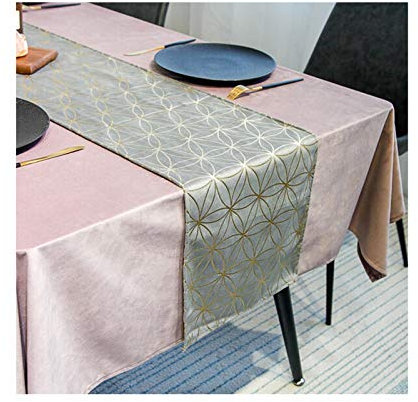 EHOMERY Tischband Unifarben, Tischläufer Graugold Creme Vintage Samtblume Tischläufer Velvet 32x220CM