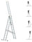 Echelle transformable 3 plans StablePro 3x13 marches aluminium extensible coulissante, 6 positions, hauteur travail max 8,61m, garantie 5 ans, Hostrom