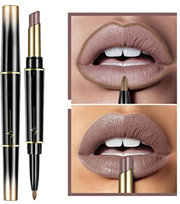 XIRUJNFD 16 Farben Langanhaltender Lippenstift und Lippenkonturenstift Set, Dual-Köpfe, 24 Stunden Wasserfest, Matt (#1)