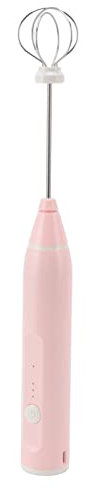 Mini Batidora Eléctrica, con 2 Cabezales de Batidor, Batidora Eléctrica Multifuncional Inalámbrica Adecuada para la Tienda de café y Bebidas del Hogar (Rosa)