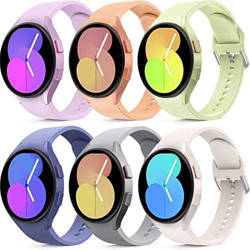 Higgs 6 Stück Silikon Armband Kompatibel mit Samsung Galaxy Watch 7/6/5/4 40mm 44mm/Watch 6 Classic 43mm 47mm/Watch 5 Pro 45mm/Watch 4 Classic 42mm 46mm,20mm Sportarmband für Damen Herren