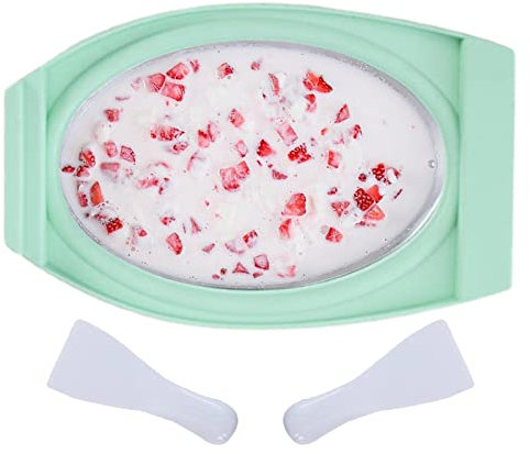 Jildouf Heladera enrollada, bandeja heladera enrollada con 2 espátulas, bandeja heladera instantánea, heladera ideal para hacer helados enrollados, sorbetes, yogures y helados